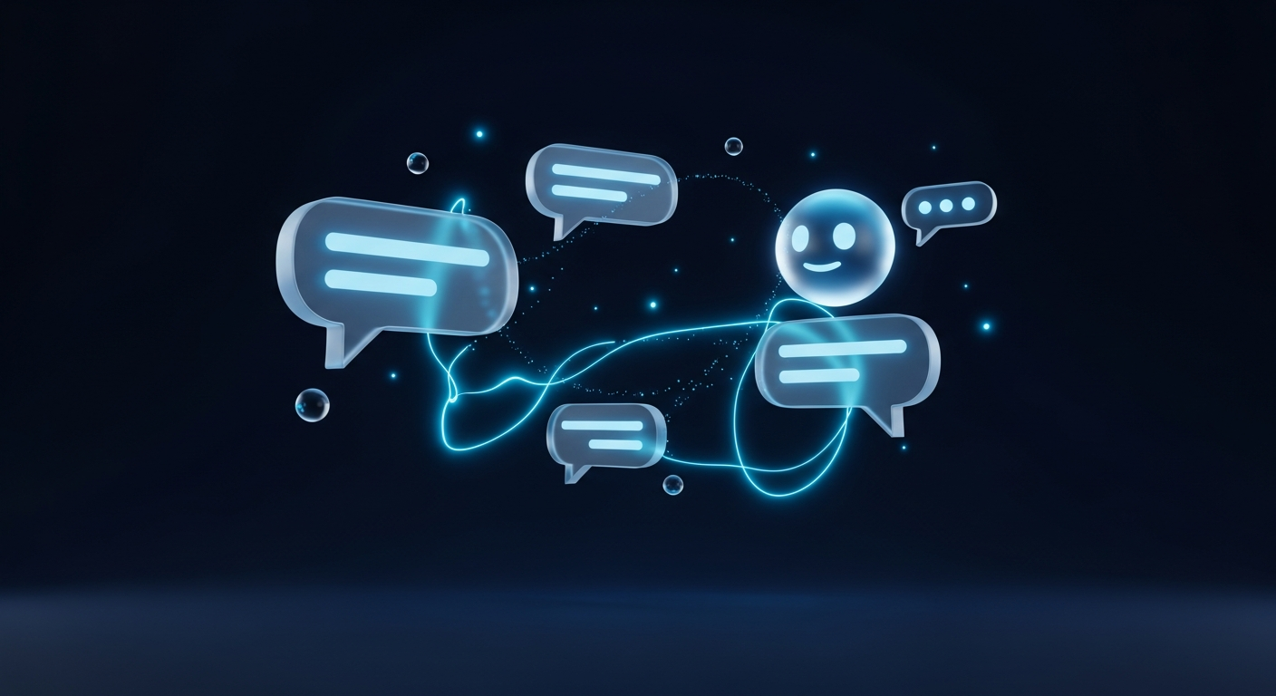 AI website chatbot with floating conversation bubbles